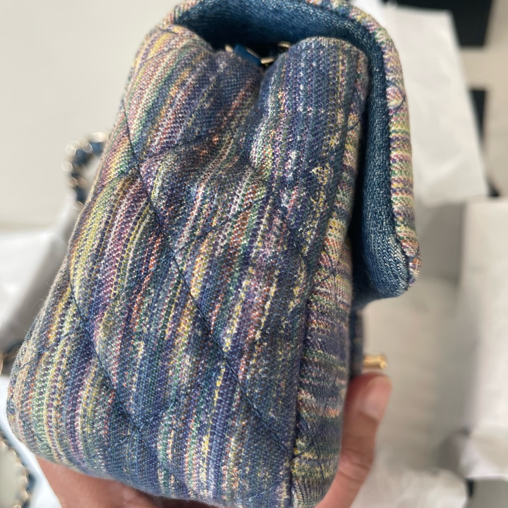 Chanel Blue and Gold Quilted Crossbody Bag Mini - Picture 5 of 15